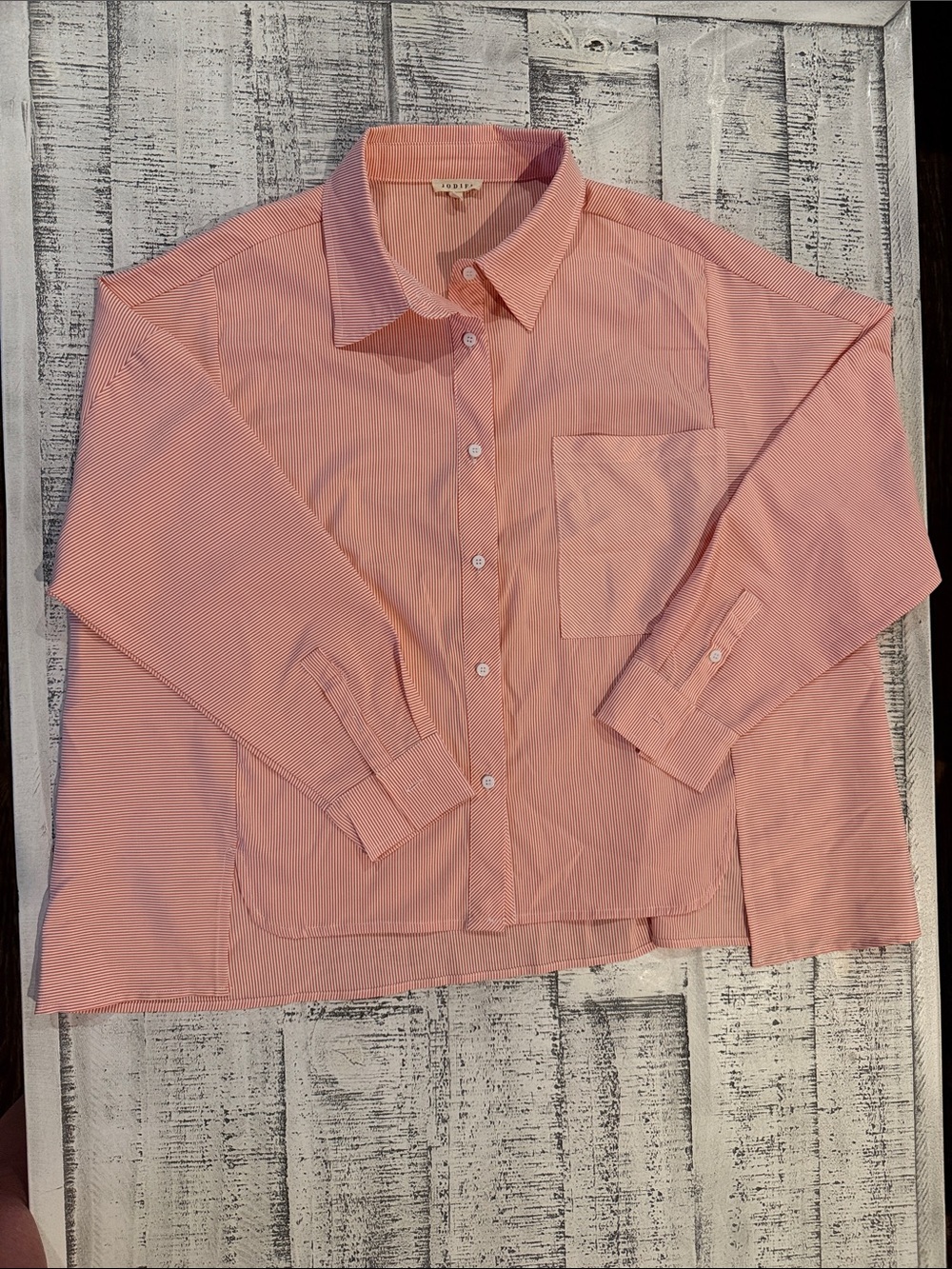 JODIFL Orange Oversized Striped Button-Down Shirt